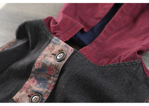 Áo khoác denim sát nách có mũ phối mảng màu - NU7601