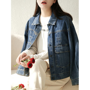 Áo khoác jacket denim dài tay cổ đức túi vuông - NU8251