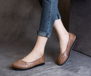 Giày da búp bê retro gấp nếp - NU4314
