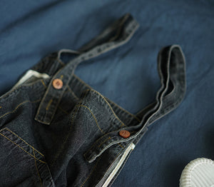 Quần baggy yếm denim retro túi kiểu sờn - NU6618