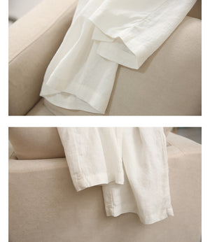 Quần baggy linen lưng thun ống đứng cạp phối màu - NU7426