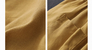 Quần baggy linen lưng thun thêu hoa văn hai túi chéo - NU6877
