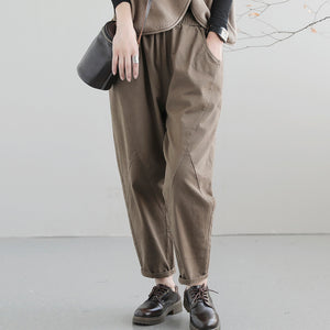 Quần baggy lưng thun một màu hai túi sau - NU7616