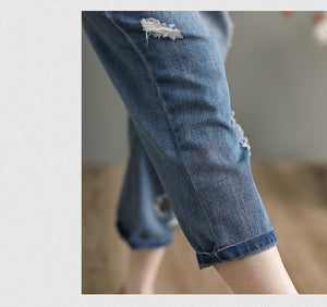 Quần baggy denim thêu hoa bồ công anh - NU3794 - kamaka.vn - thời trang nhật