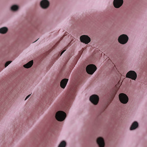 Áo sơ mi linen ngắn tay cổ pipi chấm bi - NU6861