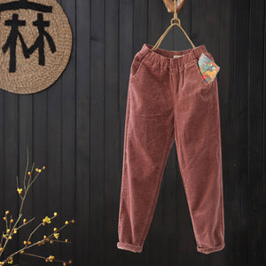 Quần baggy nhung tăm lưng thun hai túi chéo - NU8166