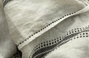 Áo sơ mi linen ngắn tay cổ pipi hoa văn kẻ sọc - NU7470