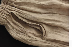 Quần baggy linen lưng thun dây rút ống túm xếp ly - NU7477