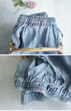 Quần baggy denim ống rộng dây rút - NU5442