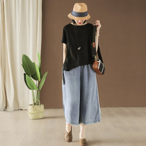 Quần baggy denim ống rộng dây rút - NU5442
