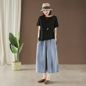 Quần baggy denim ống rộng dây rút - NU5442