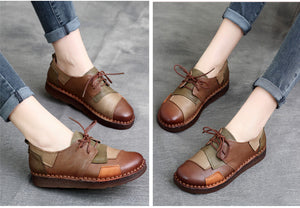 Giày retro mảng màu thắt dây - NU4246