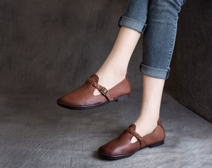 Giày da retro đế mềm quai bện - NU4291