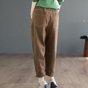 Quần baggy retro lưng thun trần gối - NU8035