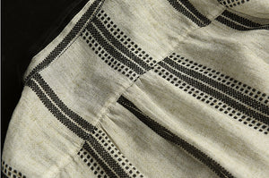 Áo sơ mi linen ngắn tay cổ pipi hoa văn kẻ sọc - NU7470