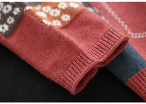 Áo khoác len cashmere dài tay cổ V hoa văn trừu tượng - NU7722
