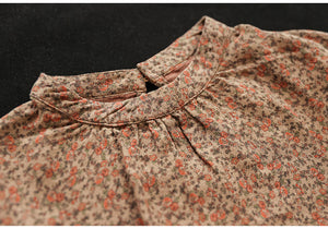 Áo sơ mi linen dài tay cổ tròn in hoa lá liti - NU8147