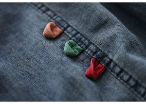 Quần baggy lửng denim lưng thun  hai túi kiểu đính màu sắc - NU8637
