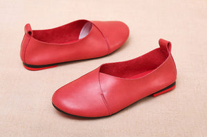 Giày da retro Morigirl đế bệt mũi tròn - NU4815