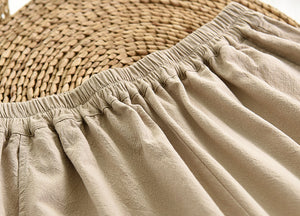 Quần baggy linen lưng thun ống rộng hai túi chéo - NU6743
