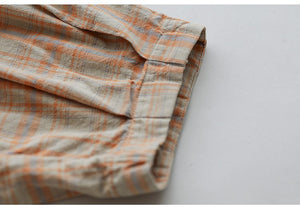 Quần baggy linen lưng thun kẻ sọc caro ống túm một túi sau - NU7423