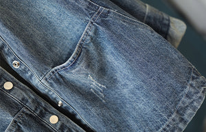Áo khoác denim dài tay cổ đức hai túi ngang - NU3345 - kamaka.vn - thời trang nhật