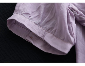 Áo T-shirt linen ngắn tay cổ V thêu hình học đối xứng - NU7330