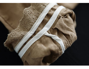 Quần baggy linen lưng thun ống túm thêm hoa lá - NU6990