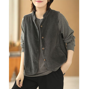 Áo khoác gile nhung sát nách cổ đứng - NU7698