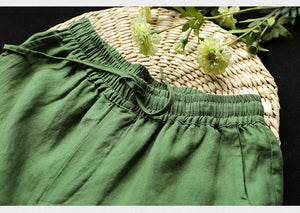 Quần baggy linen lưng thun dây rút thêu kẹo ngọt - NU7288
