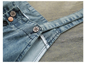 Quần baggy yếm denim retro kiểu nhiều nút - NU6630