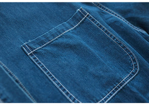 Đầm liền denim ngắn tay cổ đức hai túi vuông cột dây - NU8586