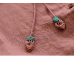Áo sơ mi linen ngắn tay cổ đứng khuy tròn cài lệch - NU6918