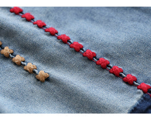 Quần baggy denim retro thêu X đối xứng - NU8206