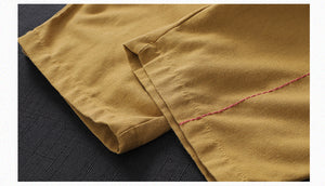 Quần baggy linen lưng thun thêu hoa văn hai túi chéo - NU6877