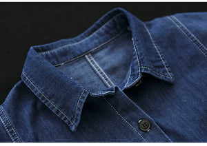 Áo khoác denim retro dài tay cổ đức một túi lớn - NU7713
