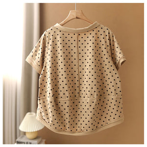 Áo T-shirt ngắn tay cổ pipi chấm bi - NU7292