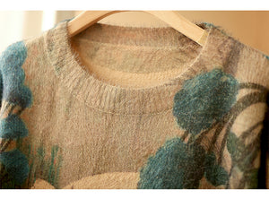 Áo len cashmere dài tay vẽ cô gái và chú cún - NU6170