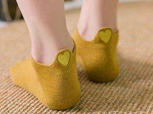 Tất trơn cổ ngắn thêu trái tim set 4 màu - NU3397 - kamaka.vn - thời trang nhật