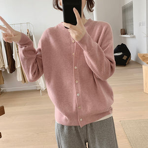 Áo khoác cardigan len dệt kim dài tay cổ tròn - NU7818