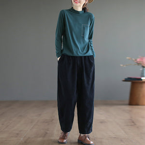 Áo T-shirt dài tay cao cổ một túi kiểu - NU8112