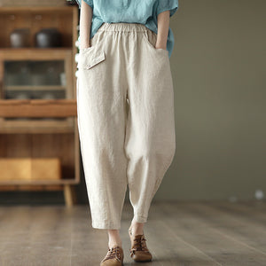 Quần baggy linen lưng thun ba túi kiểu - NU7250