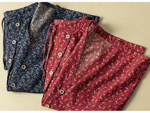 Chân váy linen lưng thun thắt dây xẻ tà chéo in hoa liti - NU8317