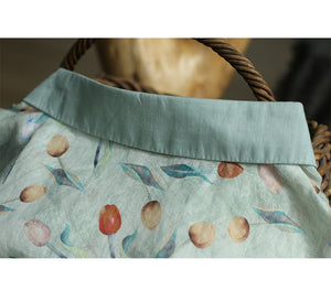 Áo sơ mi linen ngắn tay cổ pipi in hoa tulip sắc màu - NU8544