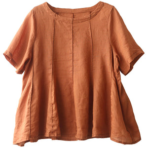 Áo T-shirt linen ngắn tay cổ tròn kiểu xòe - NU8524