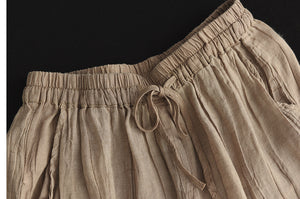 Quần baggy linen lưng thun dây rút ống túm xếp ly - NU7477