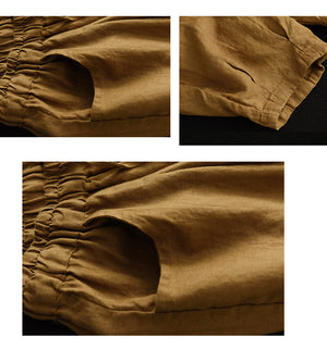 Quần baggy linen lưng thun thêu ren hai bên quần - NU7309
