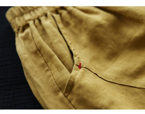 Quần baggy linen lưng thun viền xếp ly - NU7104