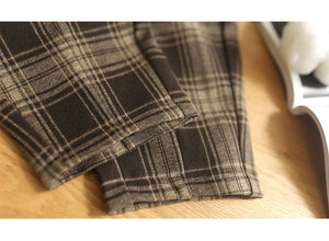 Quần baggy retro lưng thun kẻ caro ống côn - NU8049