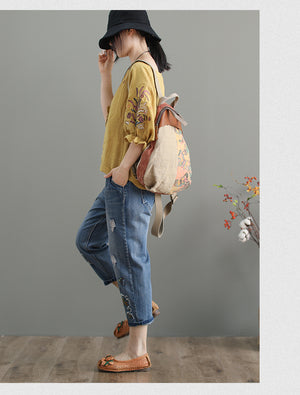 Quần baggy denim thêu hoa bồ công anh - NU3794 - kamaka.vn - thời trang nhật